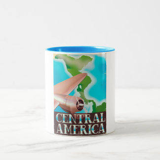 Taza Bicolor Poster de vuelo vintage de Centroamérica