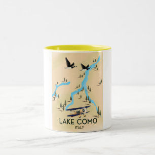 Taza Bicolor Poster del viaje del mapa de Como Italia del lago