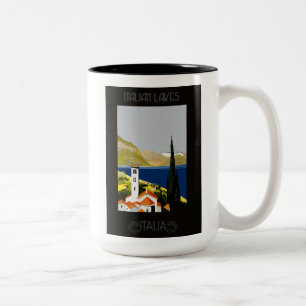 Taza Bicolor Poster italiano de viajes retro vintage