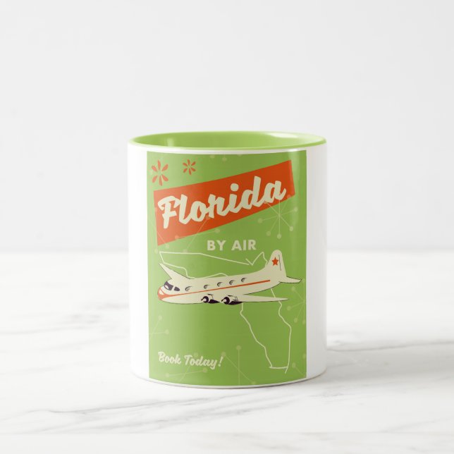Taza Bicolor Poster retro del estado de Florida. (Centro)
