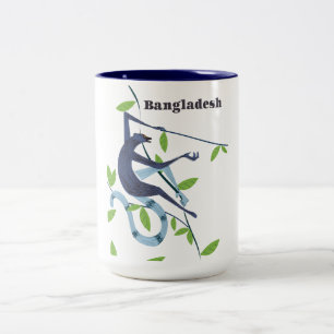 Taza Bicolor Póster vintage de vacaciones del mono de Banglades