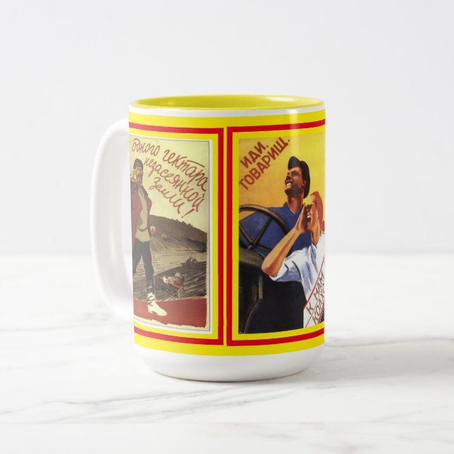 Taza Bicolor Posters soviéticos del antiguo clásico de 1939 (Anverso izquierdo)