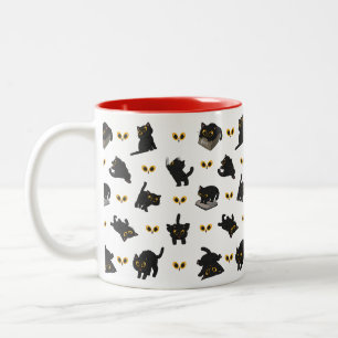 TAZA BICOLOR POSTURA DE GATO NEGRO