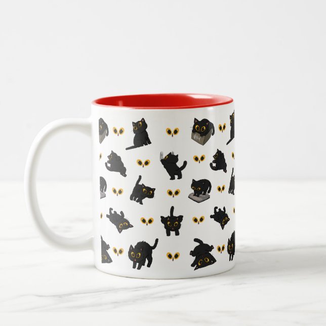 TAZA BICOLOR POSTURA DE GATO NEGRO (Izquierda)
