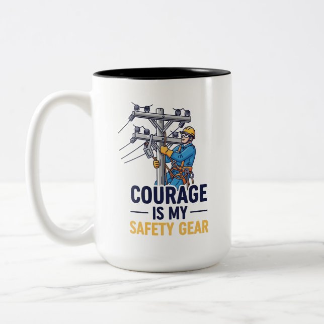 Taza Bicolor Power Line Worker Inspirational Gift (Izquierda)