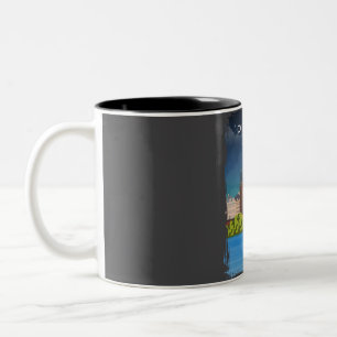 Taza Bicolor Praga República Checa Vintage Retro Mínimo