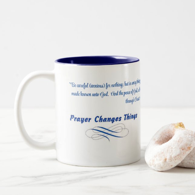 Taza Bicolor PRAYER cambia las cosas Coffee Mug (Con donut)