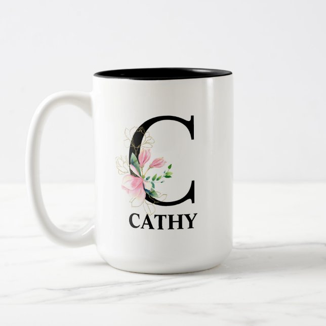 Taza Bicolor Preciosa C Inicial Monogramada (Izquierda)
