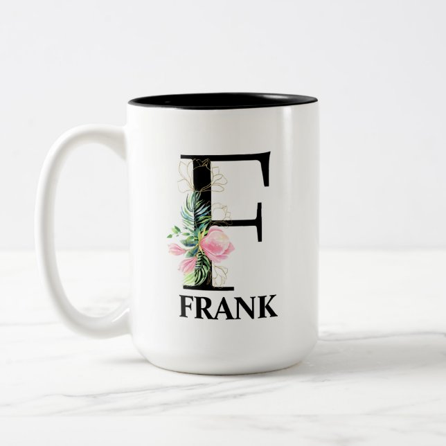 Taza Bicolor Preciosa inicial F monogramada (Izquierda)