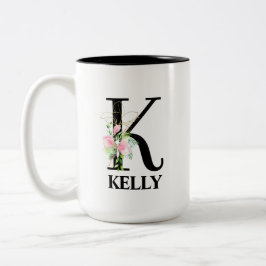 Taza Bicolor Precioso monograma de inicial alfabeto K