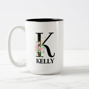 Taza Bicolor Precioso monograma de inicial alfabeto K