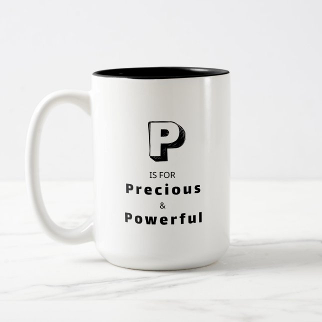 Taza Bicolor Precioso y Poderoso P - Lujo Personalizado (Izquierda)