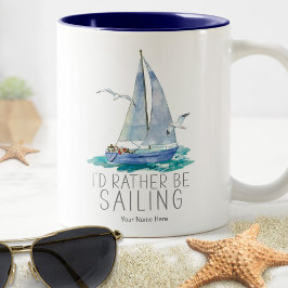 Taza Bicolor Preferiría Ser Cita De Vela - Barco Acuático
