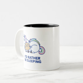 Taza Bicolor Prefiero Dormir - Diseño de unicornio lindo.