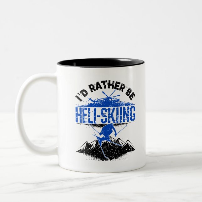 Taza Bicolor Prefiero Esquiar Helicóptero en Helicóptero (Izquierda)