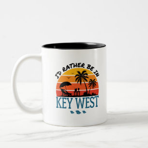 Taza Bicolor Prefiero estar en las claves del oeste de Florida