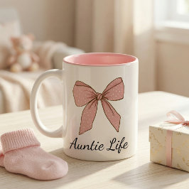 Taza Bicolor Pregnancy Announcement Gift For Aunt Bow