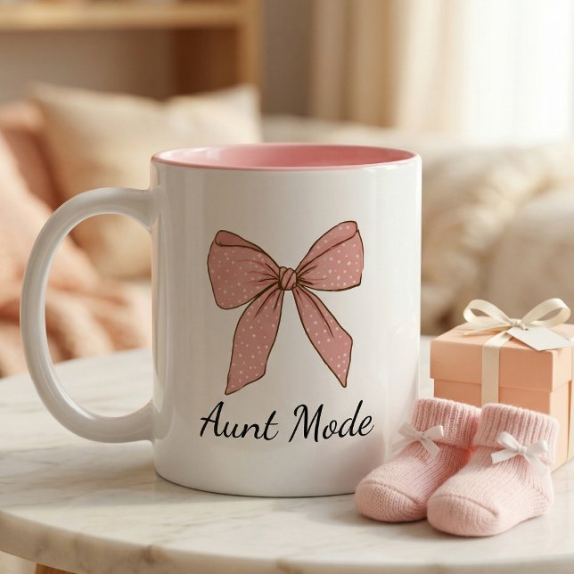 Taza Bicolor Pregnancy Announcement Gift For Aunt Bow (Subido por el creador)