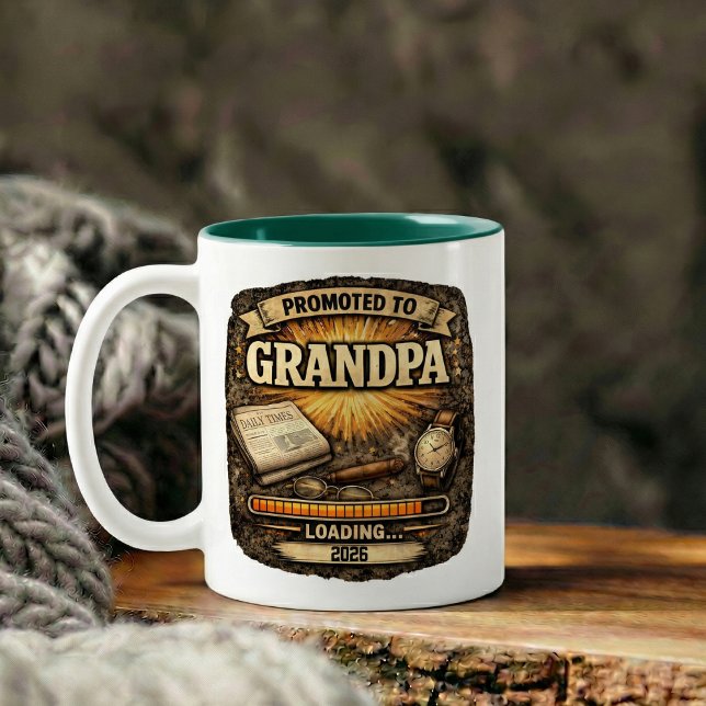 Taza Bicolor Pregnancy Announcement Gift for Grandpa (Pregnancy Announcement Gift for Grandpa Two-Tone Coffee Mug)