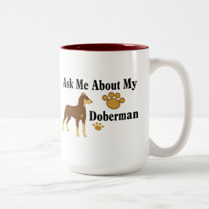 Taza Bicolor Pregúntame por mi café doberman