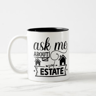 Taza Bicolor Pregúntame sobre bienes raíces