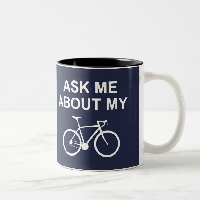 Taza Bicolor Pregúntame sobre mi bicicleta (Derecha)