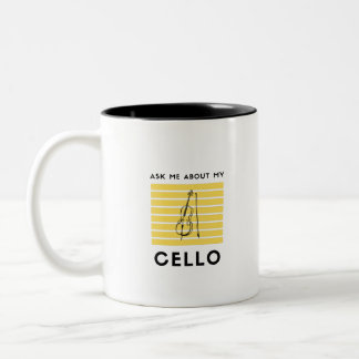 Taza Bicolor Pregúntame sobre mi violonchelo