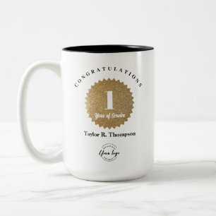 Taza Bicolor Premio de servicio al empleado de sello de oro per