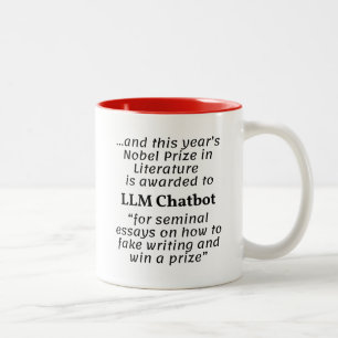 Taza Bicolor Premio Nobel de Literatura de Chatbot LLM