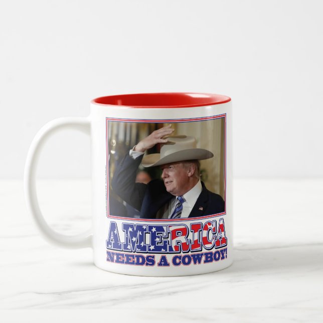 Taza Bicolor Presidente Trump Cowboy americano (Izquierda)