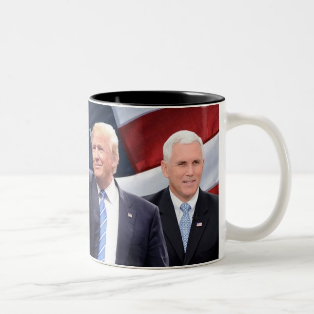 Taza Bicolor Presidente Trump y peniques de VP (Derecha)