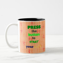 Taza Bicolor Presiona el botón verde
