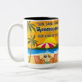 Taza Bicolor presupuesto para la puesta de sol en la playa