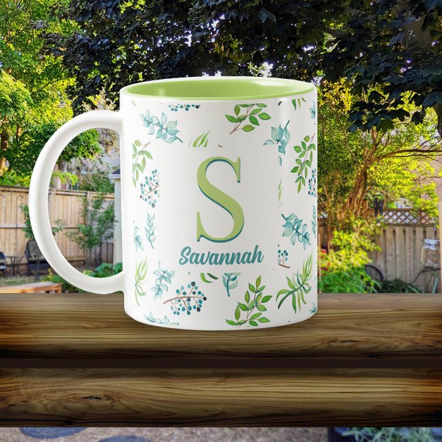 Taza Bicolor Pretty Watercolor Floral Garden Personalized (Subido por el creador)