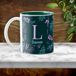 Taza Bicolor Pretty Watercolor Floral Garden Personalized