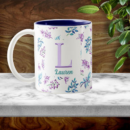 Taza Bicolor Pretty Watercolor Floral Garden Personalized