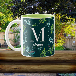 Taza Bicolor Pretty Watercolor Floral Garden Personalized