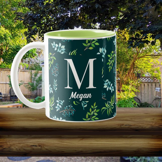 Taza Bicolor Pretty Watercolor Floral Garden Personalized (Subido por el creador)