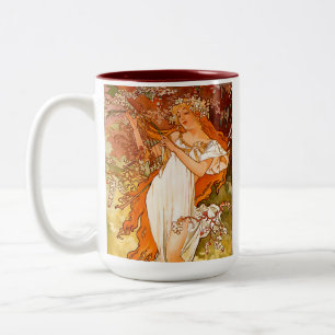 Taza Bicolor Primavera de Alphonse Mucha