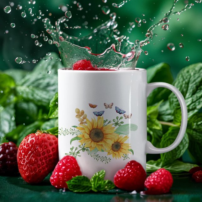 Taza Bicolor primavera de girasol (Subido por el creador)