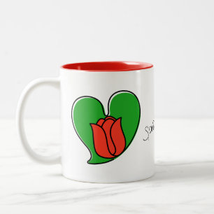 Taza Bicolor Primavera en el amor - Tulipanes rojos de dos tono