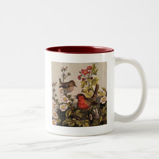 Taza Bicolor Primavera Robin Birds Red Birds (Derecha)