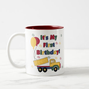 Taza Bicolor Primer cumpleaños del camión volquete