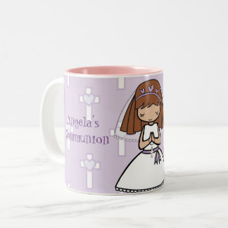 Taza Bicolor Primer Día de la Comunión Personalizada Chica nomb