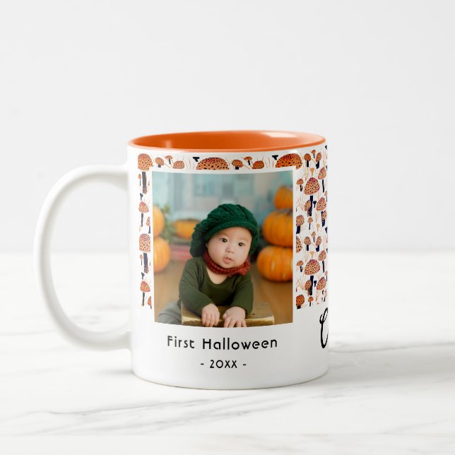 Taza Bicolor Primer Naranja de Halloween Mushroom Fall (Izquierda)