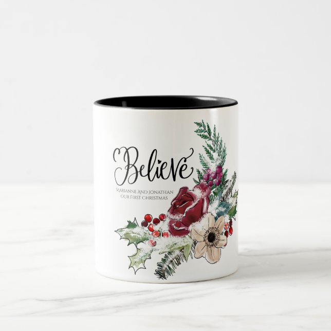 Taza Bicolor Primera Navidad casada cree personalizada (Centro)