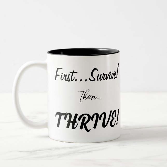 Taza Bicolor Primero Sobrevivir, Entonces... ¡Tripulante! (Izquierda)