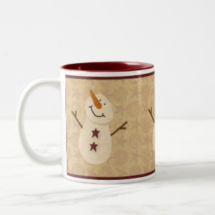 Taza Bicolor Primitive Snowman Mug