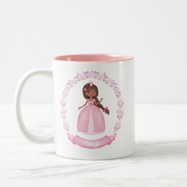 Taza Bicolor Princesa étnica rosa linda personalizada (Izquierda)