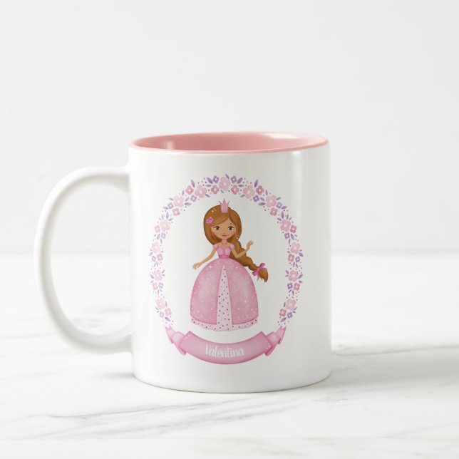 Taza Bicolor Princesa rosa linda personalizada (Izquierda)